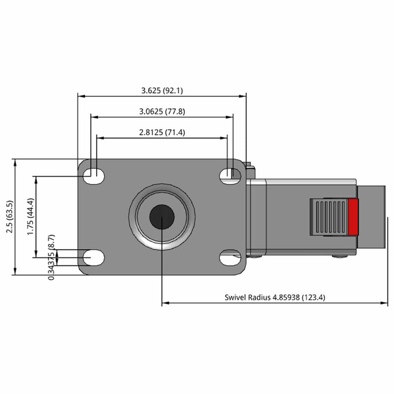 5"x1.25" Chrome Total Lock Plate Caster with Non-Marking TPR Wheel