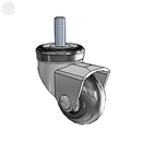 Chrome 2"x1" Neoprene Wheel CN Caster with 3/8"-16NCx1" Thread
