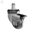 Chrome 2"x1" Neoprene Wheel CN Caster with Total Lock and 7/16"x7/8" Grip Ring