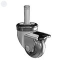 Chrome 2"x1" Neoprene Wheel CN Caster with Total Lock and 7/16"x1-7/16" Grip Ring