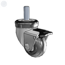 Chrome 2"x1" Neoprene Wheel CN Caster with Total Lock and 3/8"-16NCx1" Thread