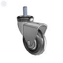 Chrome 3"x1" Neoprene Wheel CN Caster with 3/8"-16NCx1" Thread