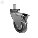 Chrome 3"x1" Neoprene Wheel CN Caster with Total Lock and 7/16"x7/8" Grip Ring