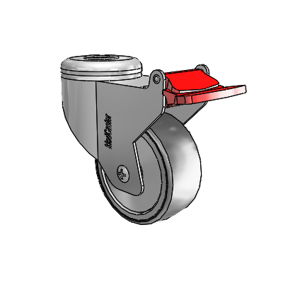 Chrome Dual-Pedal 3"x1.25" TPR Caster with Total Lock and 1/2" Hollow Rivet