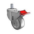Chrome Dual-Pedal 3"x1.25" TPR Caster with Total Lock and 1/2"-13NCx1" Thread