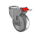 Chrome Dual-Pedal 4"x1.25" TPR Caster with Total Lock and 1/2" Hollow Rivet