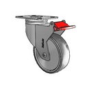 Chrome Dual-Pedal 4"x1.25" TPR Caster with Total Lock and 96mm x 70mm Plate