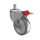 Chrome Dual-Pedal 4"x1.25" TPR Caster with Total Lock and 1/2"-13NCx1" Thread