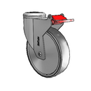 Chrome Dual-Pedal 5"x1.25" TPR Caster with Total Lock and 1/2" Hollow Rivet