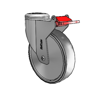 Chrome Dual-Pedal 5"x1.25" TPR Caster with Total Lock and 1/2" Hollow Rivet