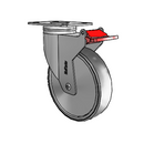 Chrome Dual-Pedal 5"x1.25" TPR Caster with Total Lock and 96mm x 70mm Plate