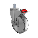 Chrome Dual-Pedal 5"x1.25" TPR Caster with Total Lock and 1/2"-13NCx1" Thread