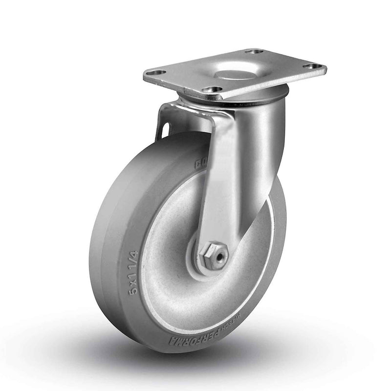 Main view of a Colson Casters 5" x 1.25" wide wheel Swivel caster with 2-1/2" x 3-5/8" top plate, without a brake, Performa wheel and 325 lb. capacity part