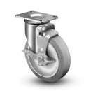 Main view of a Colson Casters 4" x 1.25" wide wheel Swivel caster with 2-1/2" x 3-5/8" top plate, with a side locking brake, Performa wheel and 300 lb. capacity part