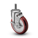 Main view of a Colson Casters 4" x 1.25" wide wheel Swivel caster with 1/2"-13 x 1-1/2" stud, with a side locking brake, HI-TECH Polyurethane wheel and 275 lb. capacity part