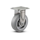 Stainless 4"x2" Performa Rubber (Flat/Grey) Delrin Bearing Rigid Caster with 4"x4.5" Plate