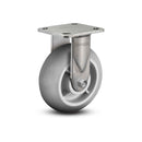 Stainless 4"x2" Performa Rubber (Round) Delrin Bearing Rigid Caster with 4"x4.5" Plate