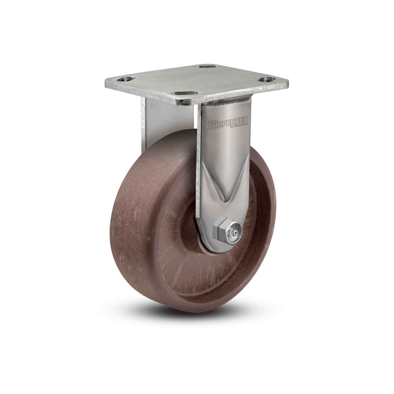 Stainless 4"x2" Thermo Hi-Temp Roller Bearing Rigid Caster with 4"x4.5" Plate
