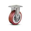 Stainless 4"x2" HI-TECH Polyurethane Delrin Bearing Rigid Caster with 4"x4.5" Plate