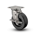Stainless 4"x2" Phenolic Roller Bearing Side-Lock Caster with 4"x4.5" Plate