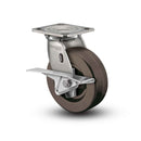 Stainless 4"x2" Hi-Temp Phenolic Roller Bearing CAM-Brake Caster with 4"x4.5" Plate