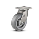 Stainless 4"x2" Performa Rubber (Flat/Grey) Delrin Bearing Caster with 4"x4.5" Plate