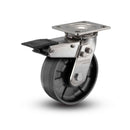 Stainless 4"x2" Max Nylon Precision Ball Bearing Caster with Total Lock and 4"x4.5" Plate