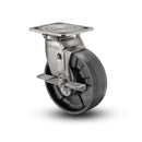 Stainless 4"x2" Max Nylon Roller Bearing Side-Lock Caster with 4"x4.5" Plate