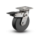 Stainless 4"x2" Commander HD Precision Ball Bearing Caster with Total Lock and 4"x4.5" Plate