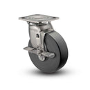 Stainless 4"x2" Commander HD Precision Ball Bearing Side-Lock Caster with 4"x4.5" Plate