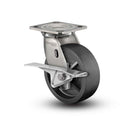 Stainless 4"x2" Polyolefin Roller Bearing CAM-Brake Caster with 4"x4.5" Plate