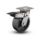 Stainless 4"x2" Polyolefin Roller Bearing Caster with Total Lock and 4"x4.5" Plate