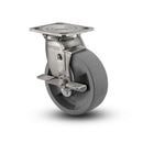 Stainless 4"x2" HD Nylon Glass Filled Precision Ball Bearing Side-Lock Caster with 4"x4.5" Plate