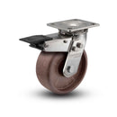 Stainless 4"x2" Thermo Hi-Temp Delrin Bearing Caster with Total Lock and 4"x4.5" Plate