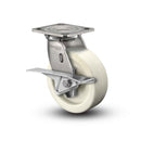 Stainless 4"x2" Hi-Temp Retort Roller Bearing CAM-Brake Caster with 4"x4.5" Plate