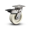 Stainless 4"x2" Hi-Temp Retort Roller Bearing Caster with Total Lock and 4"x4.5" Plate