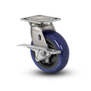 Stainless 4"x2" Eagle Polyurethane Roller Bearing CAM-Brake Caster with 4"x4.5" Plate