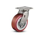 Stainless 4"x2" HI-TECH Polyurethane Precision Ball Bearing Caster with 4"x4.5" Plate