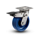 Stainless 4"x2" K Solid Polyurethane Precision Ball Bearing Caster with Total Lock and 4"x4.5" Plate