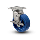 Stainless 4"x2" K Solid Polyurethane Delrin Bearing Side-Lock Caster with 4"x4.5" Plate