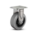Stainless 5"x2" Performa Rubber (Flat/Conductive) Precision Ball Bearing Rigid Caster with 4"x4.5" Plate