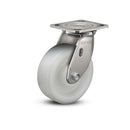 Stainless 5"x2" White Nylon Delrin Bearing Caster with 4"x4.5" Plate