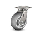 Stainless 5"x2" Performa Rubber (Round) Delrin Bearing Caster with 4"x4.5" Plate