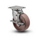 Stainless 5"x2" Thermo Hi-Temp Roller Bearing Side-Lock Caster with 4"x4.5" Plate