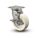 Stainless 5"x2" Hi-Temp Retort Roller Bearing Side-Lock Caster with 4"x4.5" Plate