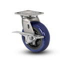Stainless 5"x2" Eagle Polyurethane Roller Bearing CAM-Brake Caster with 4"x4.5" Plate