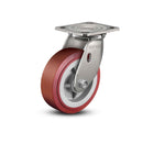 Stainless 5"x2" HI-TECH Polyurethane Precision Ball Bearing Caster with 4"x4.5" Plate