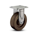 Stainless 6"x2" Hi-Temp Phenolic Precision Ball Bearing Rigid Caster with 4"x4.5" Plate