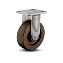Stainless 6"x2" Hi-Temp Phenolic Delrin Bearing Rigid Caster with 4"x4.5" Plate
