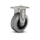 Stainless 6"x2" Performa Rubber (Flat/Conductive) Precision Ball Bearing Rigid Caster with 4"x4.5" Plate